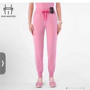 Figs Zamora high waisted PETITE XS scrub jogger pants. Chalk pink.